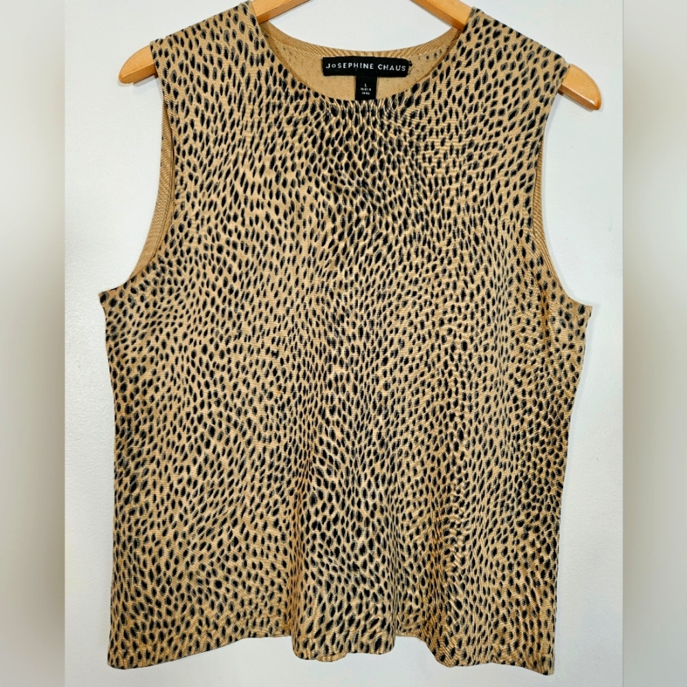 Josephine Chaus LG Tank Top Silk Blend leopard print Tan Black Office Layering